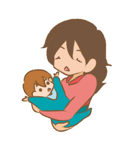 赤ちゃんを抱っこするお母さん